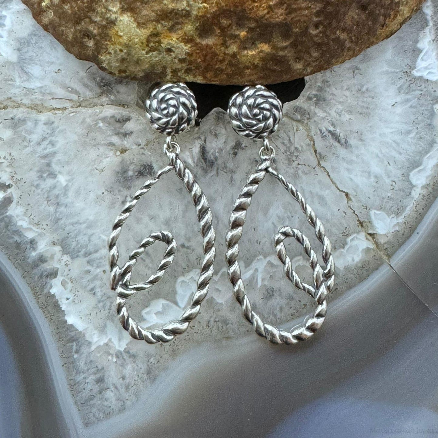 Carolyn Pollack Sterling Silver Swirly Rope Dangle Earrings For Women