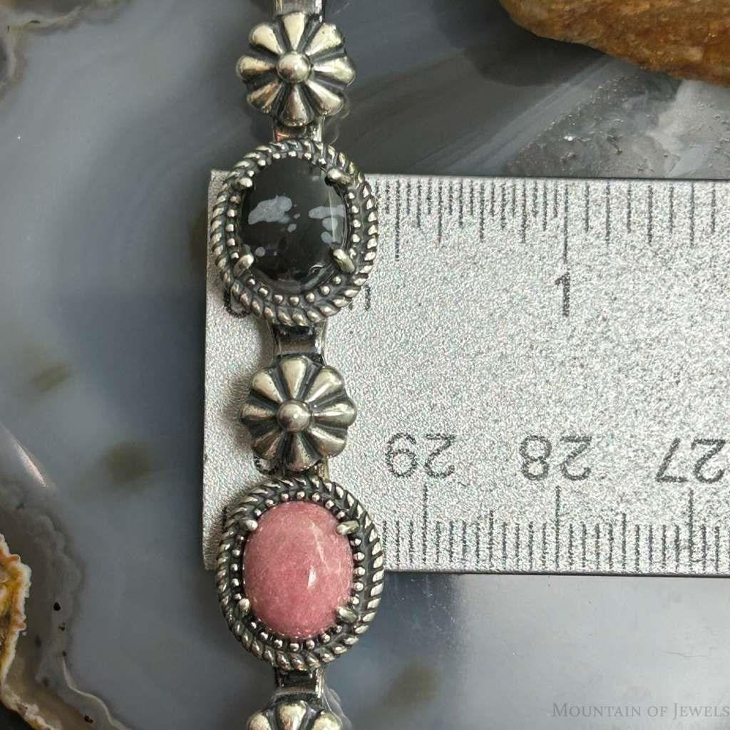 Carolyn Pollack Sterling Silver 7 Oval Multi-Stone Decorated 8" Link Bracelet For Women