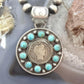 Genuine 1909 90% Silver Barber Head Dime Coin w/Mohave Turquoise Unisex Pendant