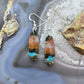 Sterling Silver Elongated Oval Chrysocolla Slab Dangle Earrings For Women #227