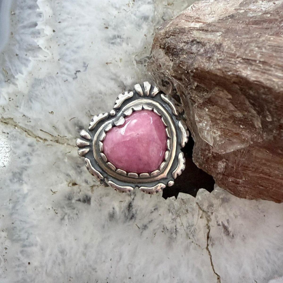 Carolyn Pollack Sterling Silver Rhodonite Decorated Heart Ring For Women