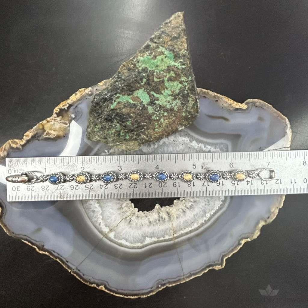 Carolyn Pollack Sterling Silver Picture Jasper & Lapis Link Bracelet For Women