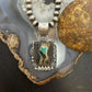 Sterling Silver Southwestern Style Rectangle Blackjack Turquoise Pendant For Women #1