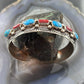 Grace Silver Native Americn Sterling Silver Turquoise & Coral Row Bracelet For Women
