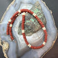 Sterling Silver Southwestern Style Red Jasper &Petrified Wood Beads Saucer 18" Necklace