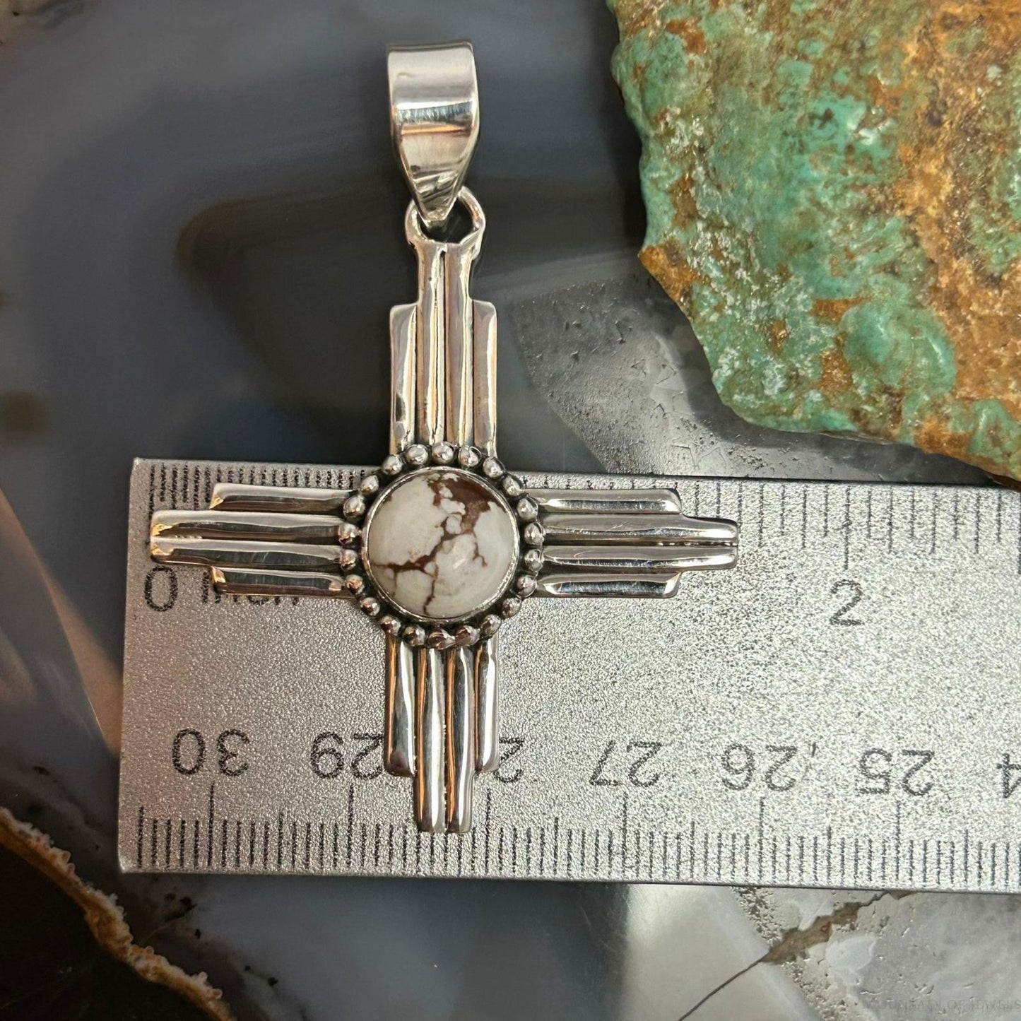 Sterling Silver Southwestern Style Round Wild Horse Unisex Zia Pendant #4