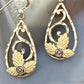 Vintage Sterling Silver Teardrop Swirl, Rose & Leaf Fashion Dangle Earrings For Women