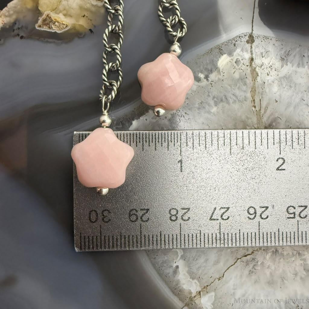 Carolyn Pollack Sterling Silver Faceted Star Pink Rhodonite Rope Chain Necklace For Women