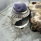 Sterling Silver Southwestern Style Oval Charoite Decorated Ring Size 6.75 For Women
