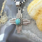 Sterling Silver Southwestern Style Oval Mohave Turquoise Unisex Zia Pendant #1