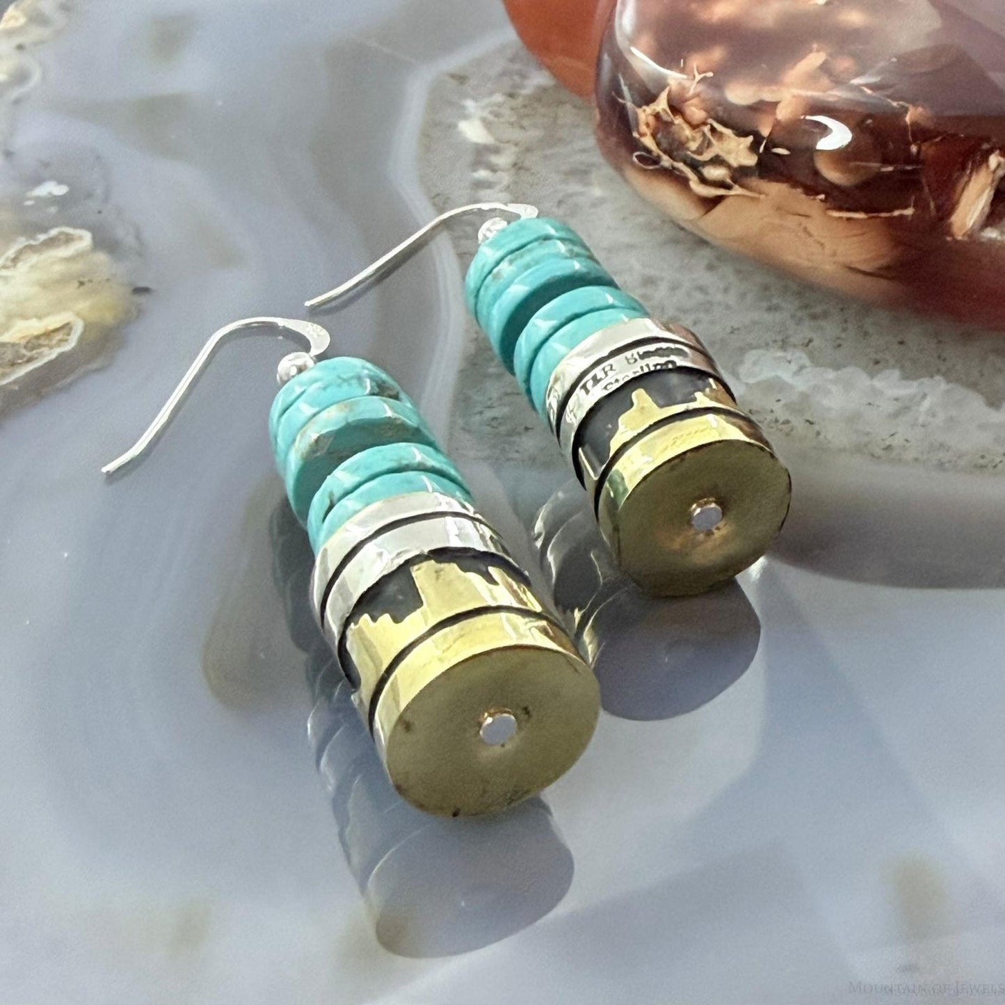 Tommy & Rosita Singer Sterling Silver Turquoise Beads Dangle Earrings For Women