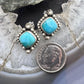 Sterling Silver Southwestern Style Square Turquoise Stud Earrings For Women