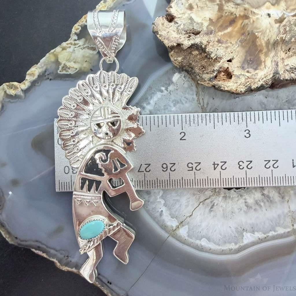Alonzo Mariano Native American Sterling Silver Turquoise Kokopelli Kachina Unisex Pendant
