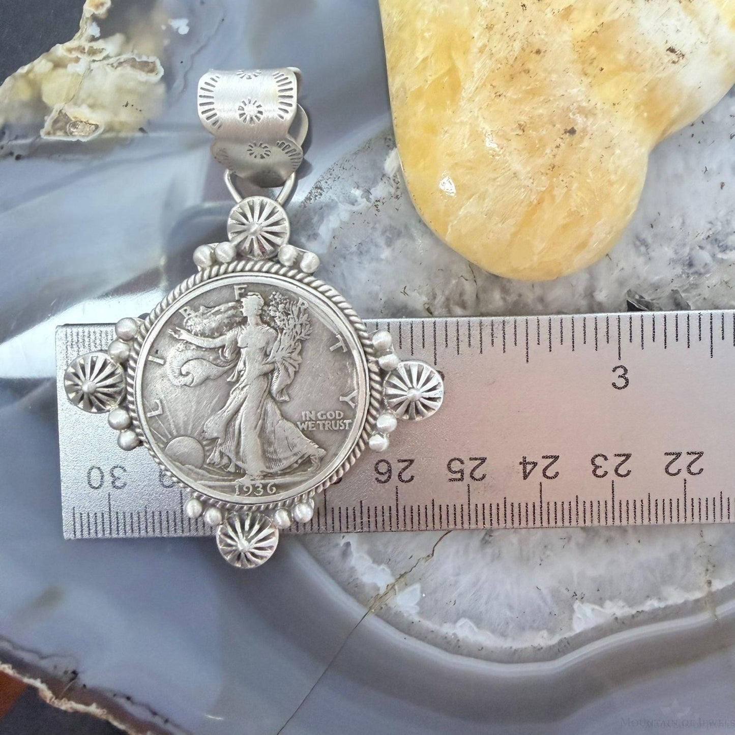 1936 Genuine 90% Silver US Walking Liberty Half Dollar Decorated Unisex Pendant