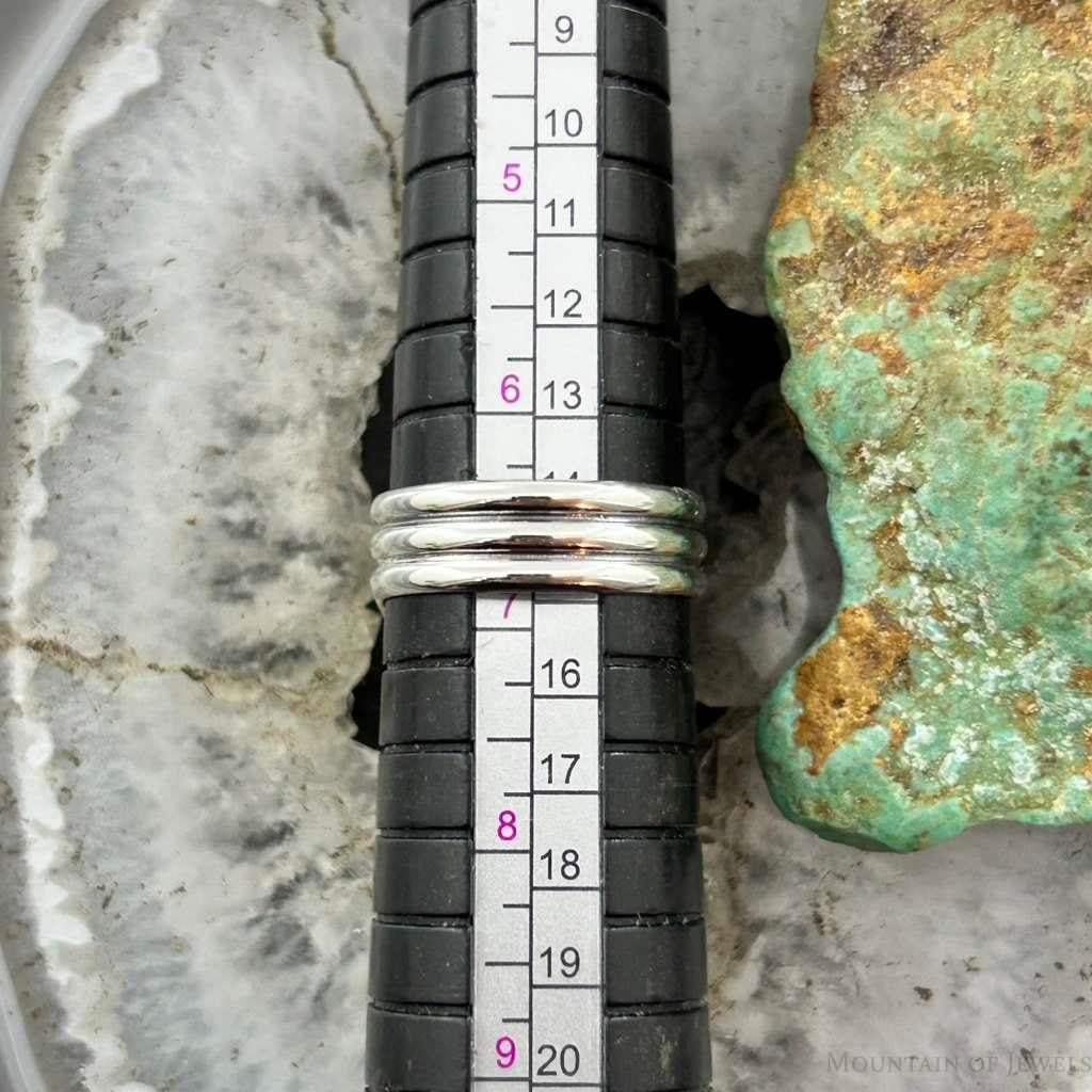 Native American Sterling Silver Rectangle Black Jack Bar Ring Size 6.75 For Women