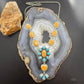 Sterling Silver Southwestern Style Spiny Oyster&Turquoise Cluster Lariat 23.5" Necklace For Women