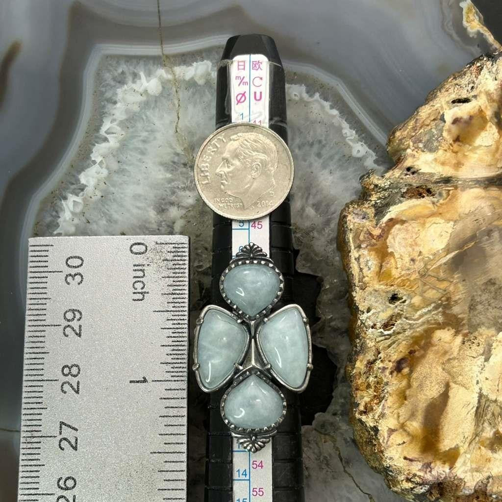 Carolyn Pollack Sterling Silver Amazonite Decorated Ring Size 5 For Women