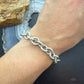 Tiffany & Co. Sterling Silver Link Chain Bracelet with Heart For Women 6.75"