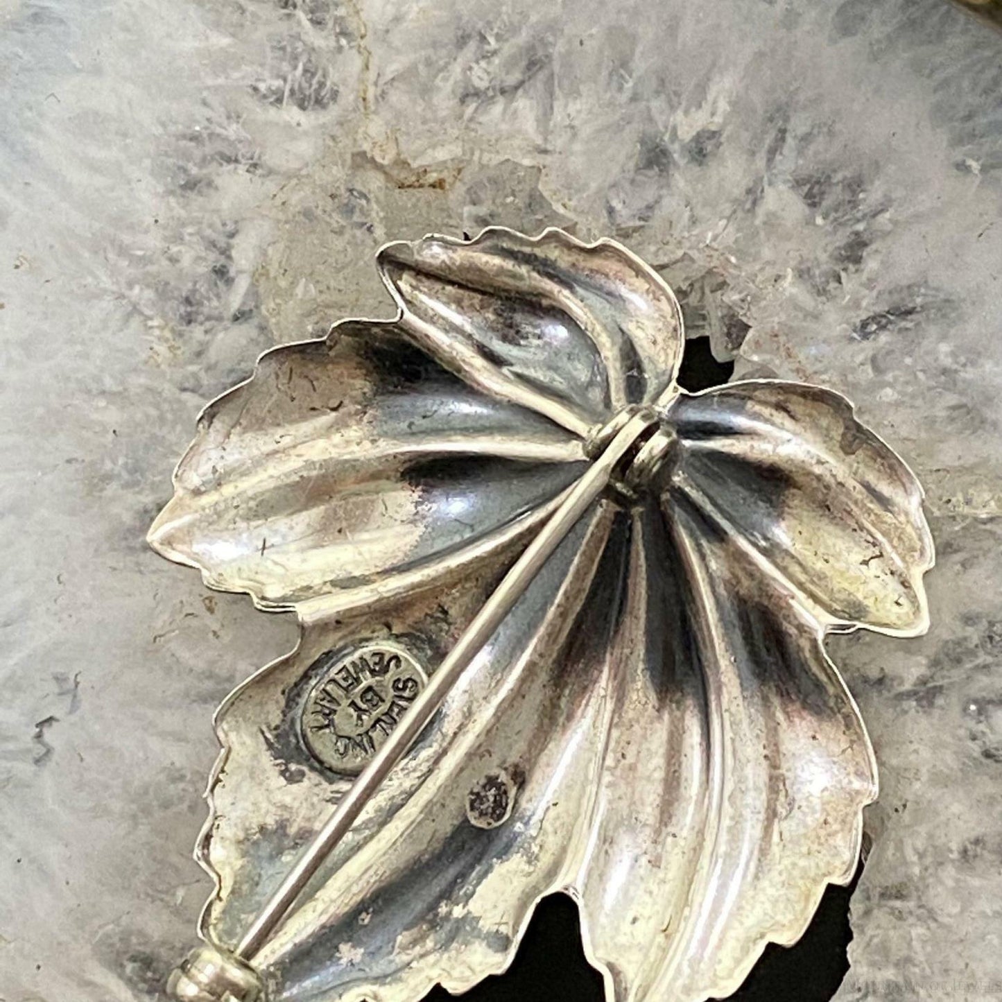 Vintage Sterling Silver Leaf Shaped Brooch By Jewelart