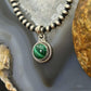 Sterling Silver Southwestern Style Round Malachite Decorated Charm/Pendant For Women