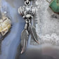 Sterling Silver Southwestern Style White Buffalo Feathers w/Leaves Pendant For Women