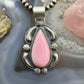 Jeff James Native American Sterling Silver Teardrop Pink Conch Pendant For Women