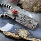 Cordell Pajarito Sterling  Silver Mediterranean Coral Tufa Cast Decorated Unisex Pendant