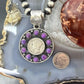 Genuine 1942 90% Silver Mercury Dime Coin w/Purple Dahlia Decorated Unisex Pendant