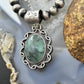 Sterling Silver Southwestern Style Oval Emerald Decorated Pendant For Women #1