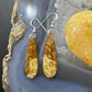 Sterling Silver Elongated Teardrop Fossilized Jasper Slab Dangle Earrings For Women #203