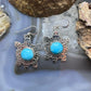 Brad Panteah Sterling Silver Turquoise Stamped Turtle Dangle Earrings For Women