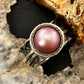 Shablool Israel Sterling Silver Pink Pearl Spinner Ring Size 7 For Women