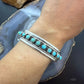 Sterling Silver Southwestern 12 Petit Point Turquoise Split Shank Bracelet For Women