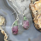 Sterling Silver Southwestern Style Paisley Ruby Zoisite Dangle Earrings For Women