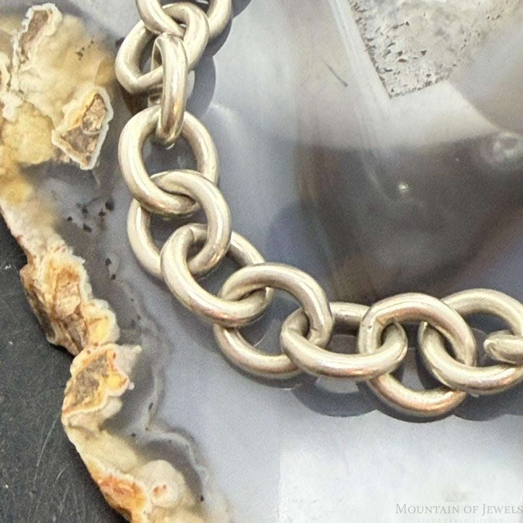 Tiffany & Co. Sterling Silver Link Chain Bracelet with Heart For Women 6.75"