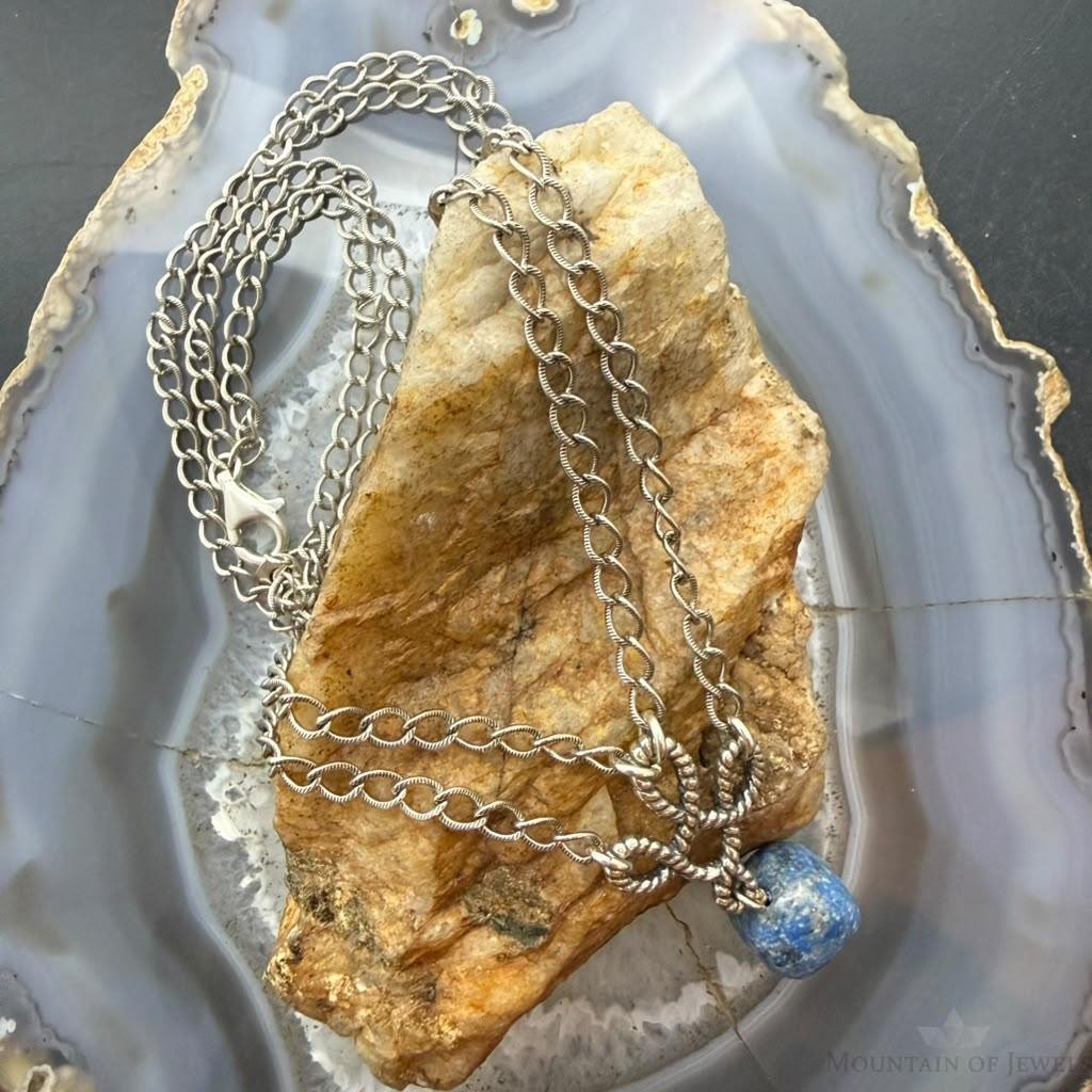 Carolyn Pollack Sterling Silver Sodalite Double Chain Link Necklace For Women