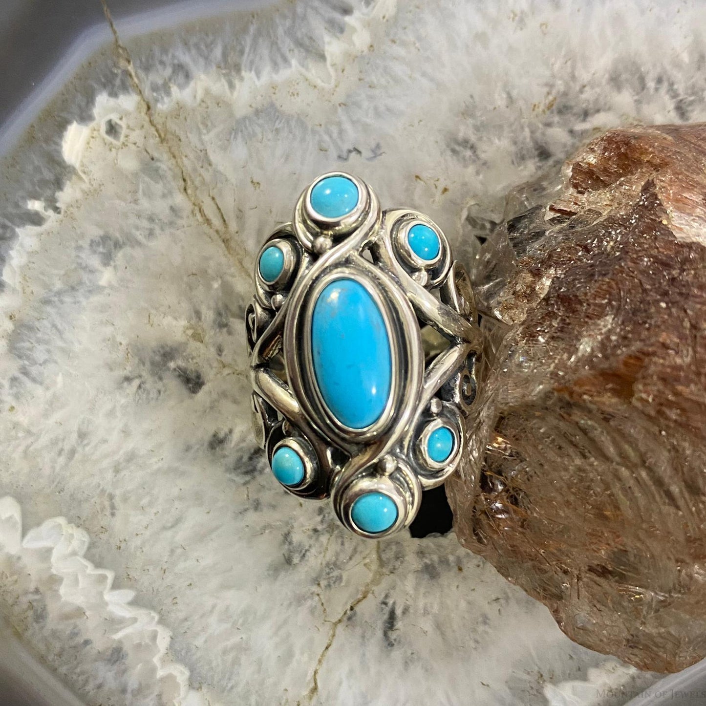 Carolyn Pollack Sterling Silver Turquoise Cluster Ring For Women, Size variety