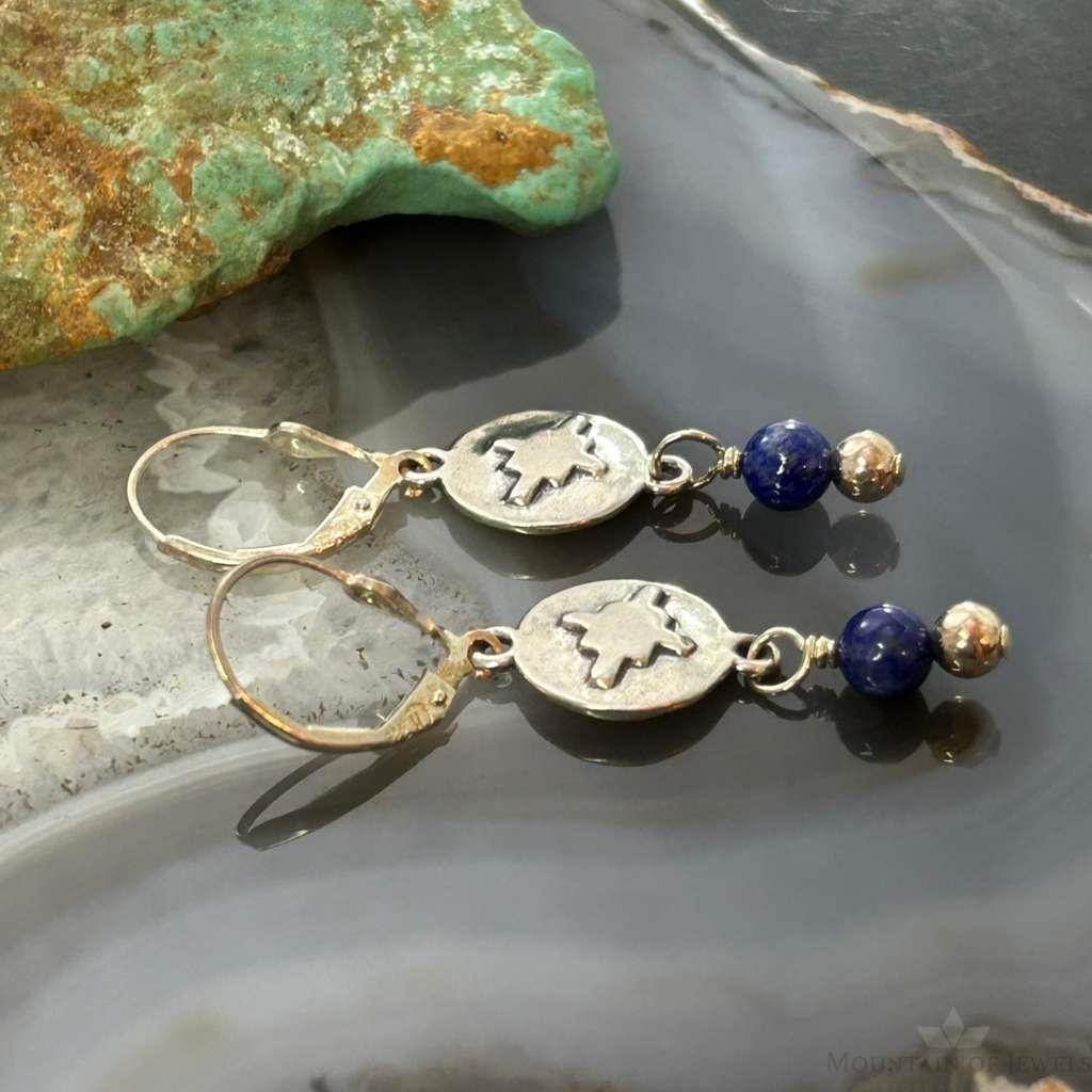 Carolyn Pollack Sterling Silver Lapis & Zia Symbol Dangle Earrings For Women