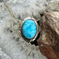 Native American Sterling Silver Oval Turquoise Decorated Ring Sz 8.5 For Women