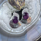 Abraham Begay Native American Sterling Silver Purple Spiny Oyster Overlay Post Earrings For Women