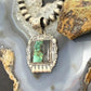 Sterling Silver Southwestern Style Rectangle Blackjack Turquoise Decorated Pendant #1