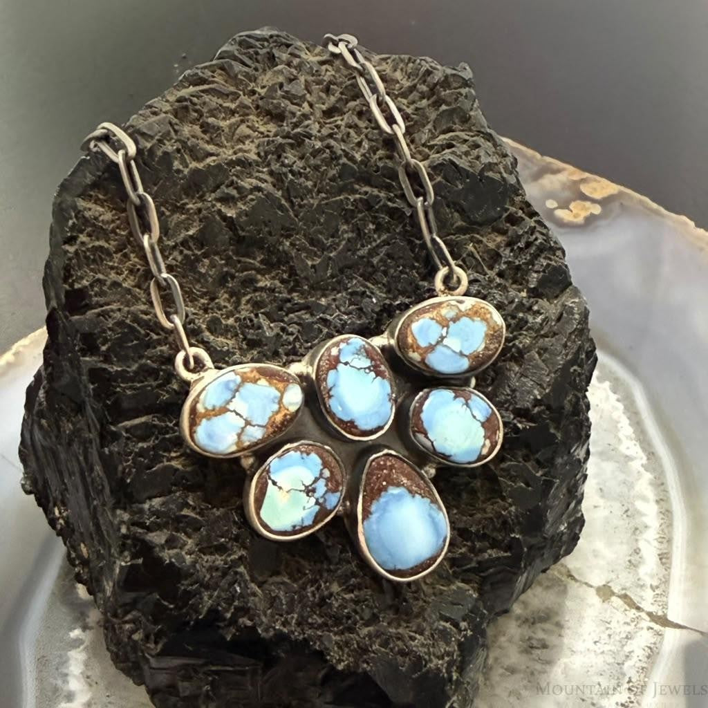Sterling Silver Southwestern Style Golden Hill Turquoise 22" Necklace For Women