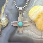 Sterling Silver Southwestern Style Oval Mohave Turquoise Unisex Zia Pendant #1