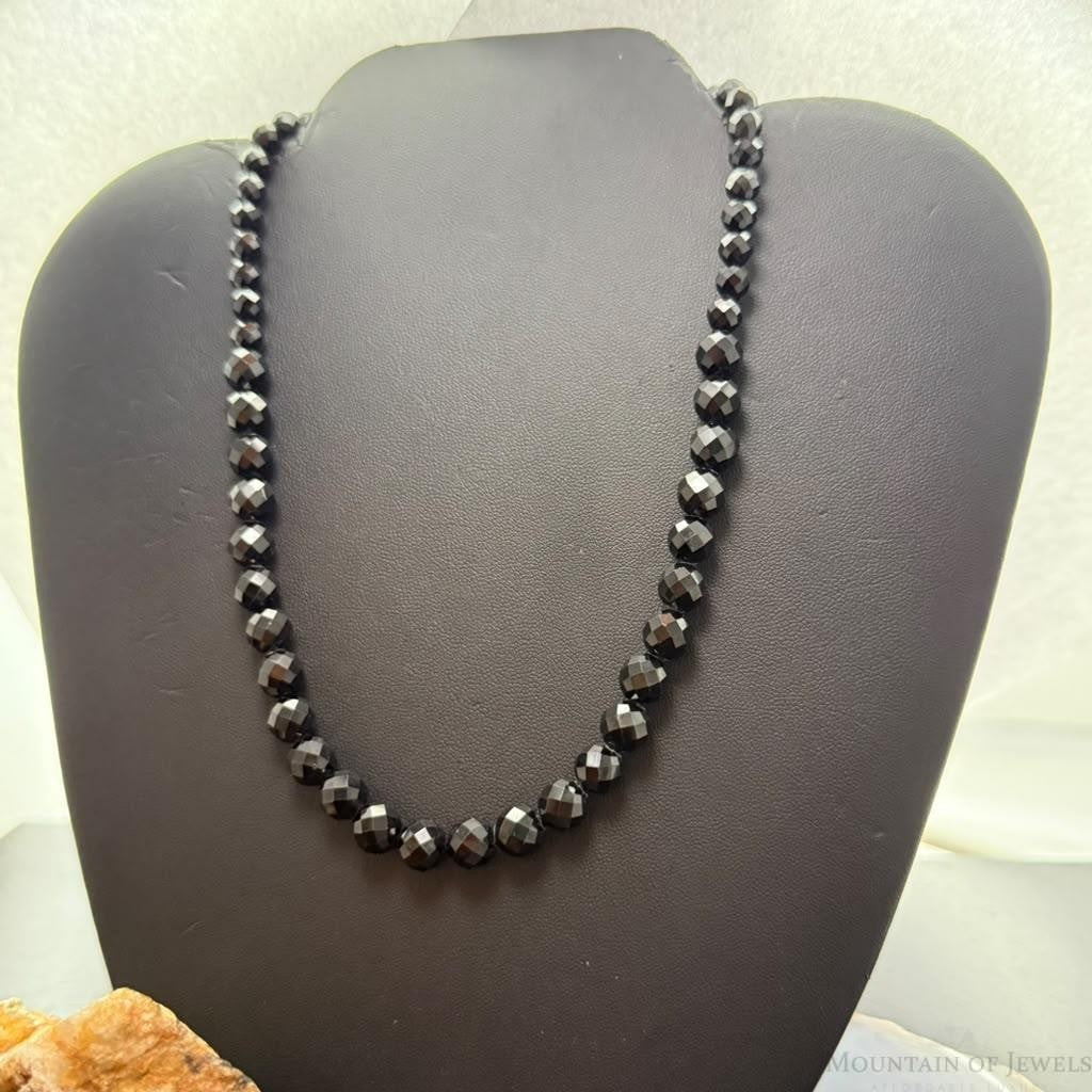 Carolyn Pollack Sterling Silver Round Faceted Onyx 16"-19" Necklace For Women