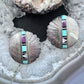 Vintage Native American Silver Multi Stone Inlay Rounded Stud Earrings For Women