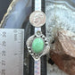 Sterling Silver Southwestern Style Oval Green Turquoise Adjustable Decorated Ring For Women
