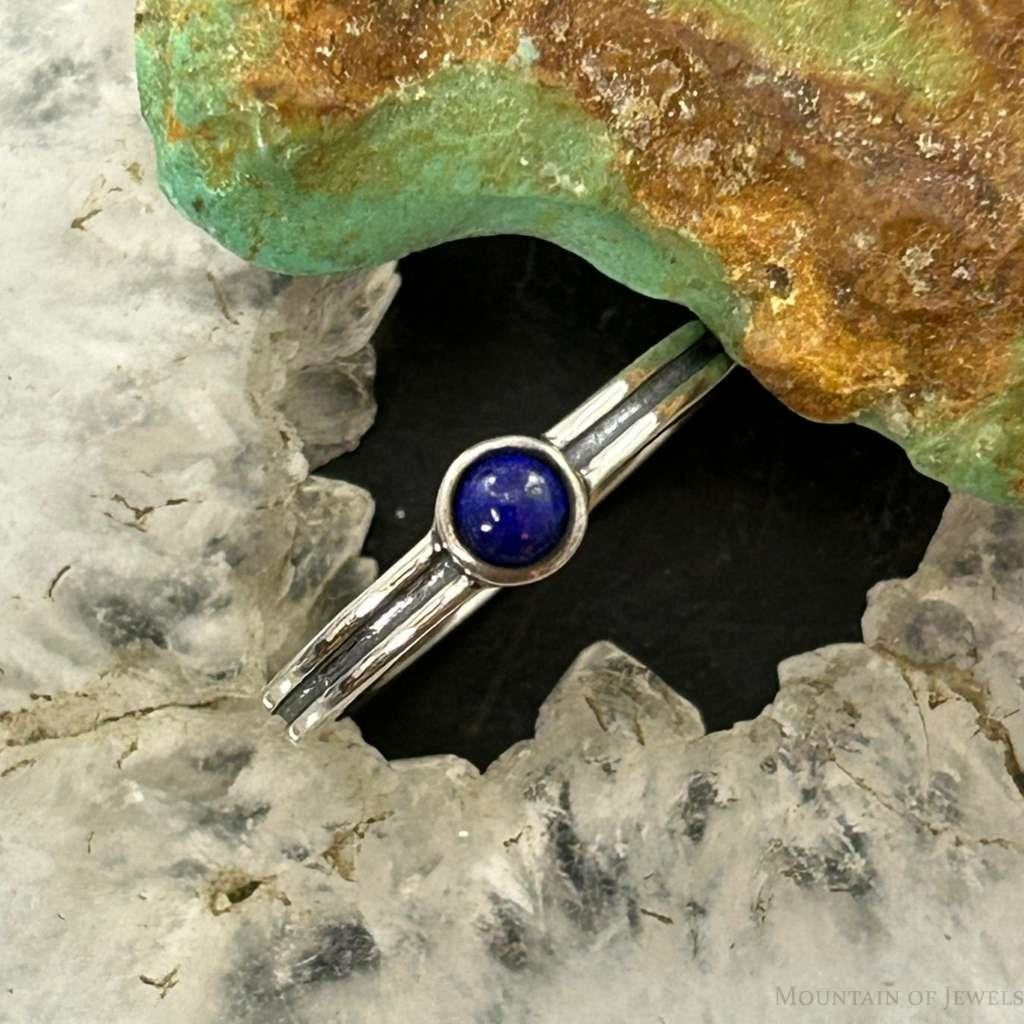 Carolyn Pollack Sterling Silver Rounded Lapis Slim Ring For Women