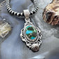 Sterling Silver Southwestern Style Oval Blue Sonora Gold Turquoise Pendant For Women