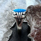 Carolyn Pollack Sterling Silver Marquise Carved Turquoise Decorated Ring For Women