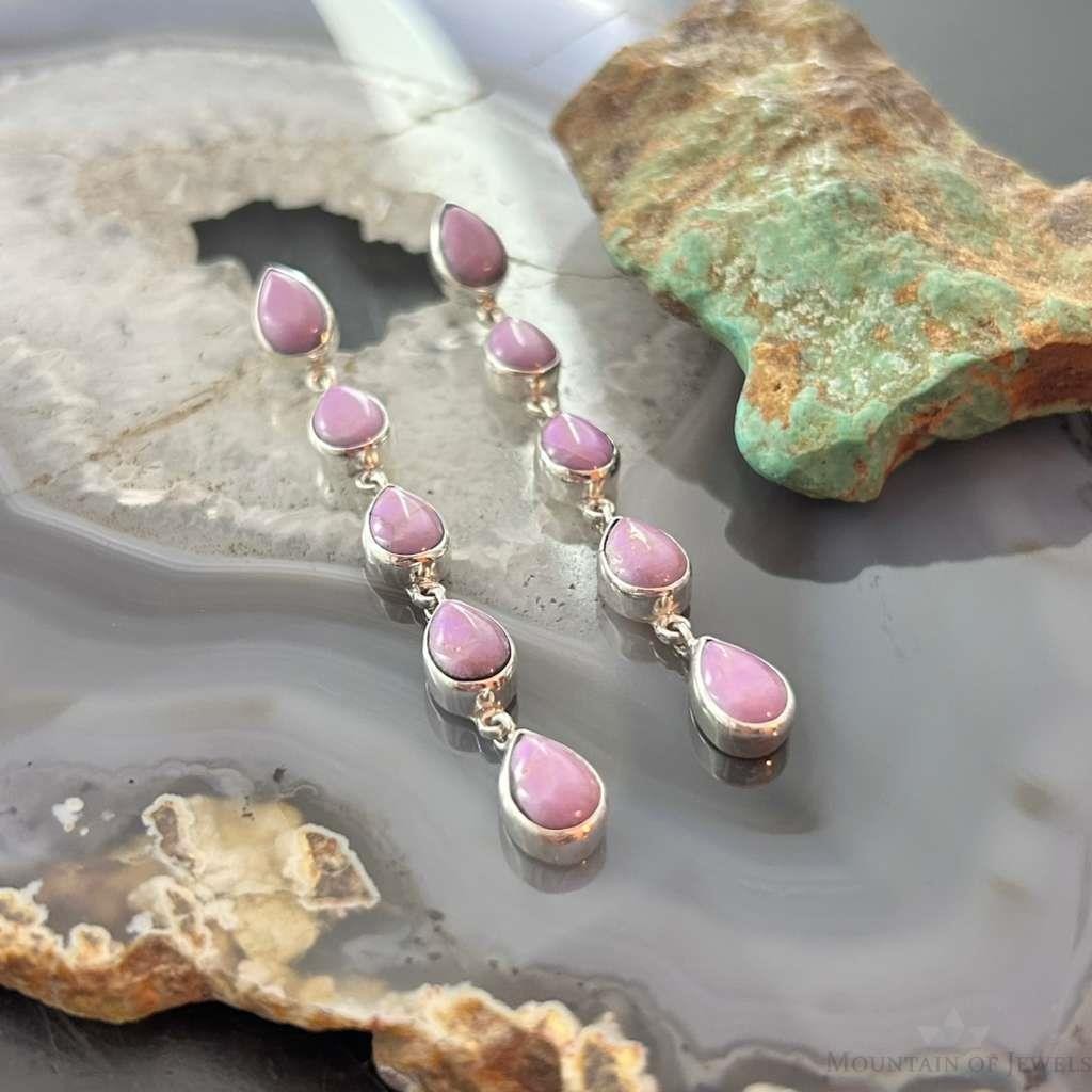 Native American Sterling Silver Teardrop Phosphosiderite Post Earrings For Women